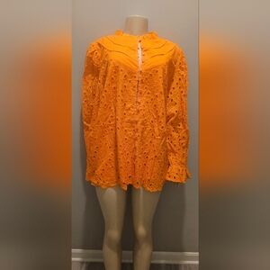 Unlisted Vibrant Orange Eyelet Blouse